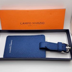 Campo Marzio Leather Designer Pebbled Blue Luggage Tag - New!
